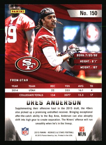 Dres Anderson 2015 Panini Rookies & Stars #150 FOOTBALL Card - Picture 2 of 2