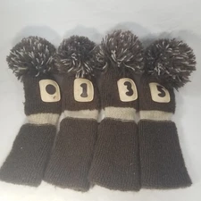4pcs/set Golf Knit Cover Pom Pom Sock Covers Brown 1 3 5 X