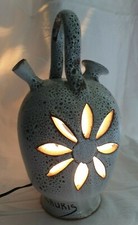 Lampe VALLAURIS, Céramique, forme original pichet/gourde, décor floral ajouré