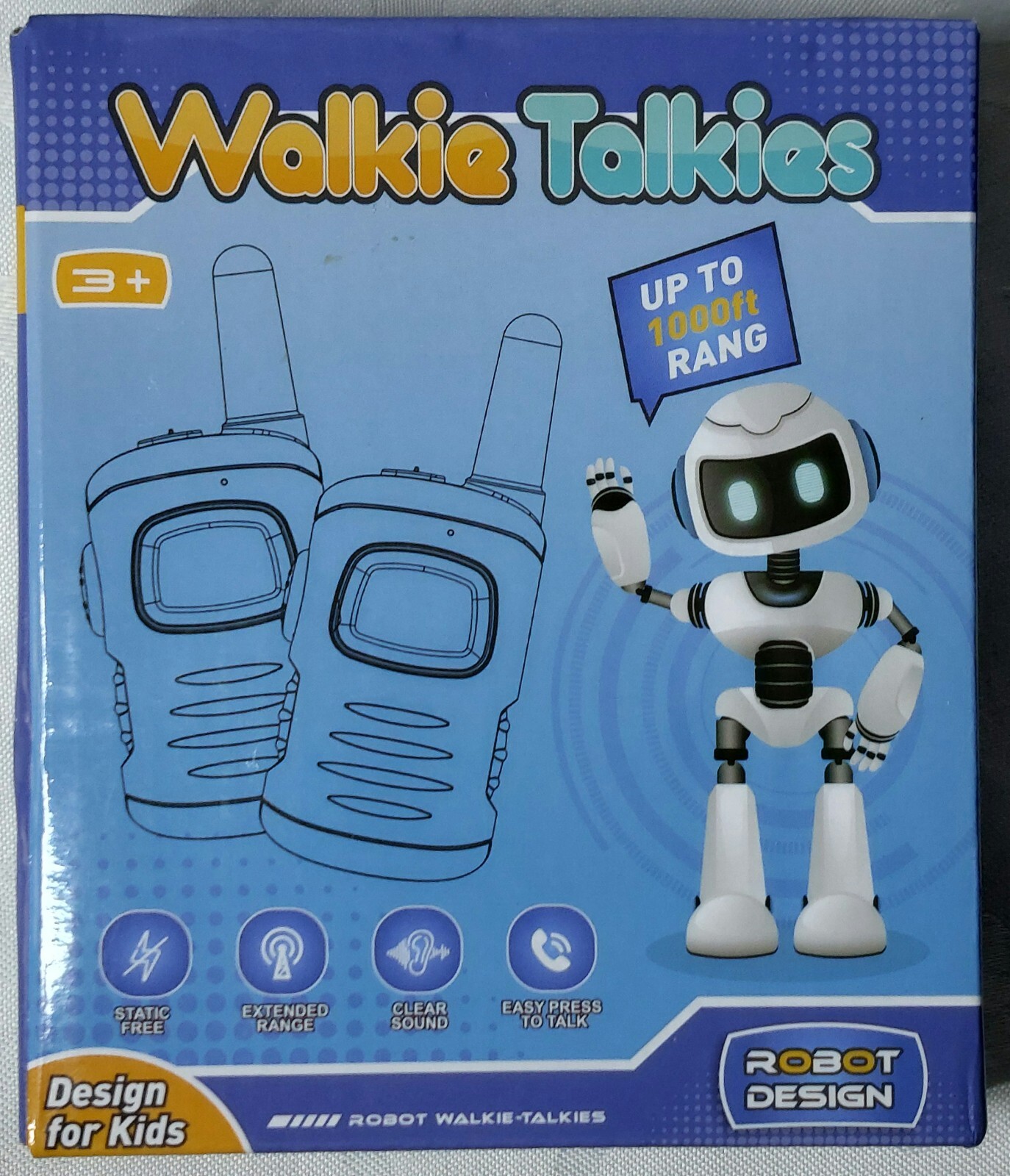 1000ft Range 2 Pcs Walkie Talkies for Kids/ Girls/ Children Robot Design - Pink
