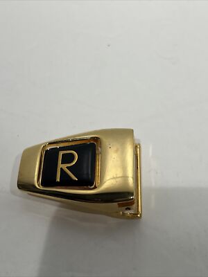 VTG pat pending Initial R Monogram Two Tone Gold Black Belt  display picture 2