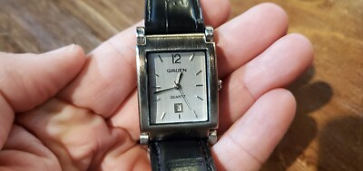 Gruen Silver and Black Watch Gruen Precision Perfect Black Dial with Silver Outer Ring  main image 3