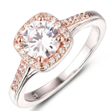 Rose Gold Plate 925 Sterling Silver Halo CZ Engagement Ring Band SZ 3-14 SR6250
