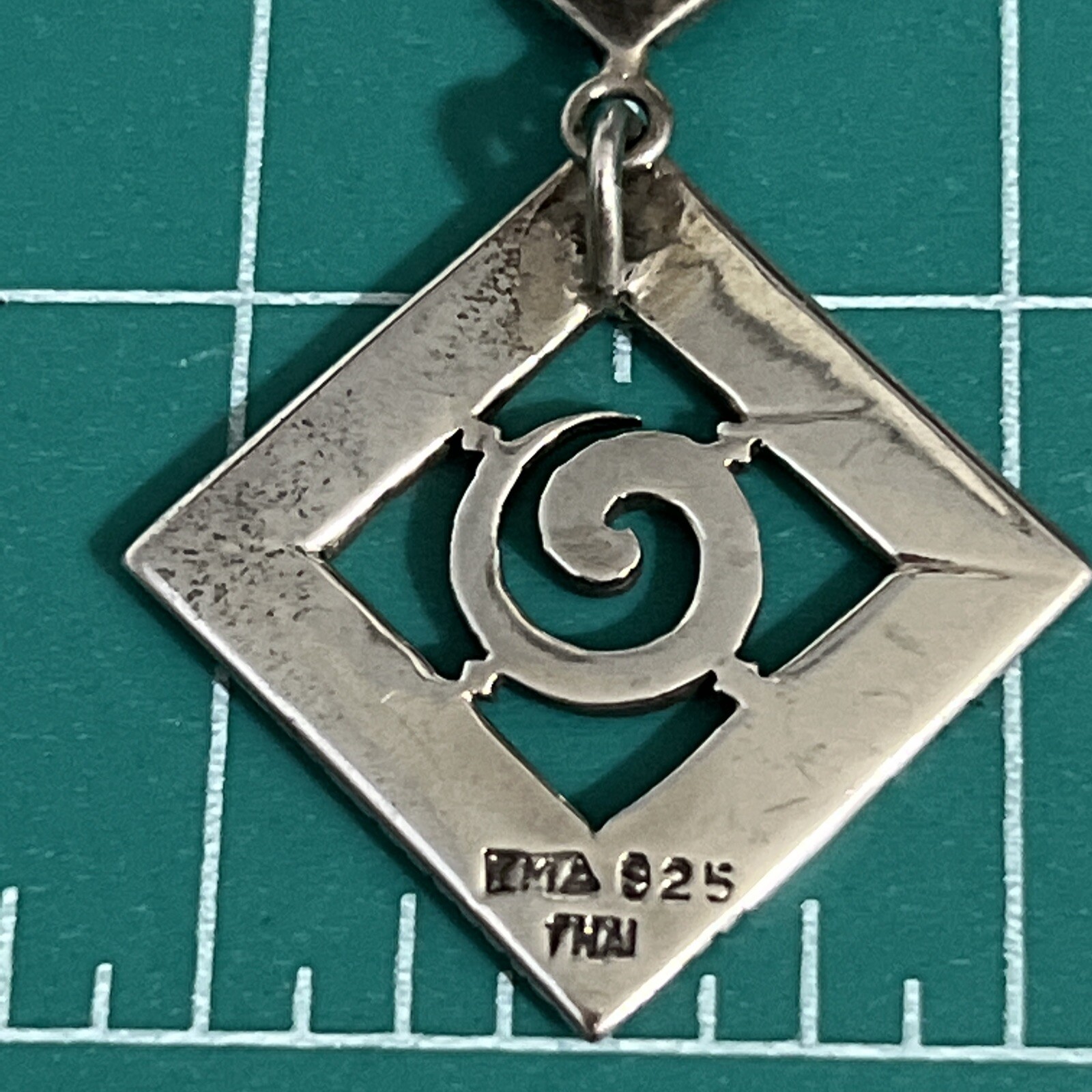 925 Thai Signed Solid Sterling Silver Diamond Sha… - image 7