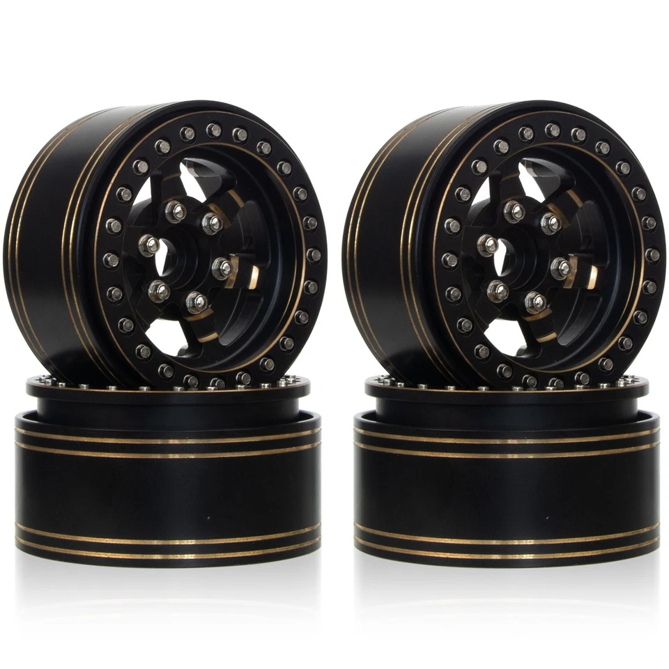 1.9 Brass Heavy Beadlock Wheel Rim for 1/10 RC Crawler Axial SCX10 Capra TRX4/6 - Image 2 of 4