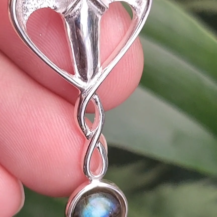 Collier Labradorite Flashy Argent Sterling 925 Fait Main Réglable 16-22 Pouces