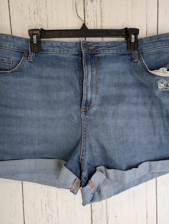 Pantalones Cortos Sonoma Talla 24W Azul Algodón Elástico Puño Mujer Verano Foto 3 de 4