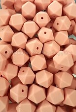 25 Qty 14mm Peach Pink Hexagon Silicone Beads, Loose Beads