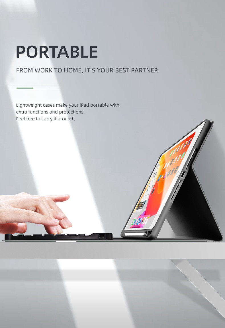  iPad Case Apple 8th Gen 10.2" with bluetooth  wireless keyboard Black 7th Gen