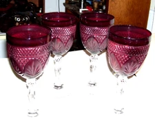 4 Luminarc Cristal D'Arques Durand France Antique Ruby Red Crystal 8" Goblets