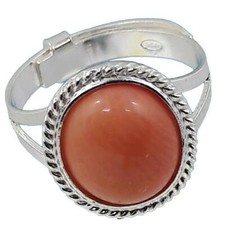 Coralli di Sardegna Anello in Filigrana Cordino in Argento, Cabochon di Corallo 