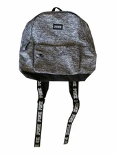 Victoria's Secret PINK Black Marl Grey Rare Large Logo Strap Mini/Small Backpack