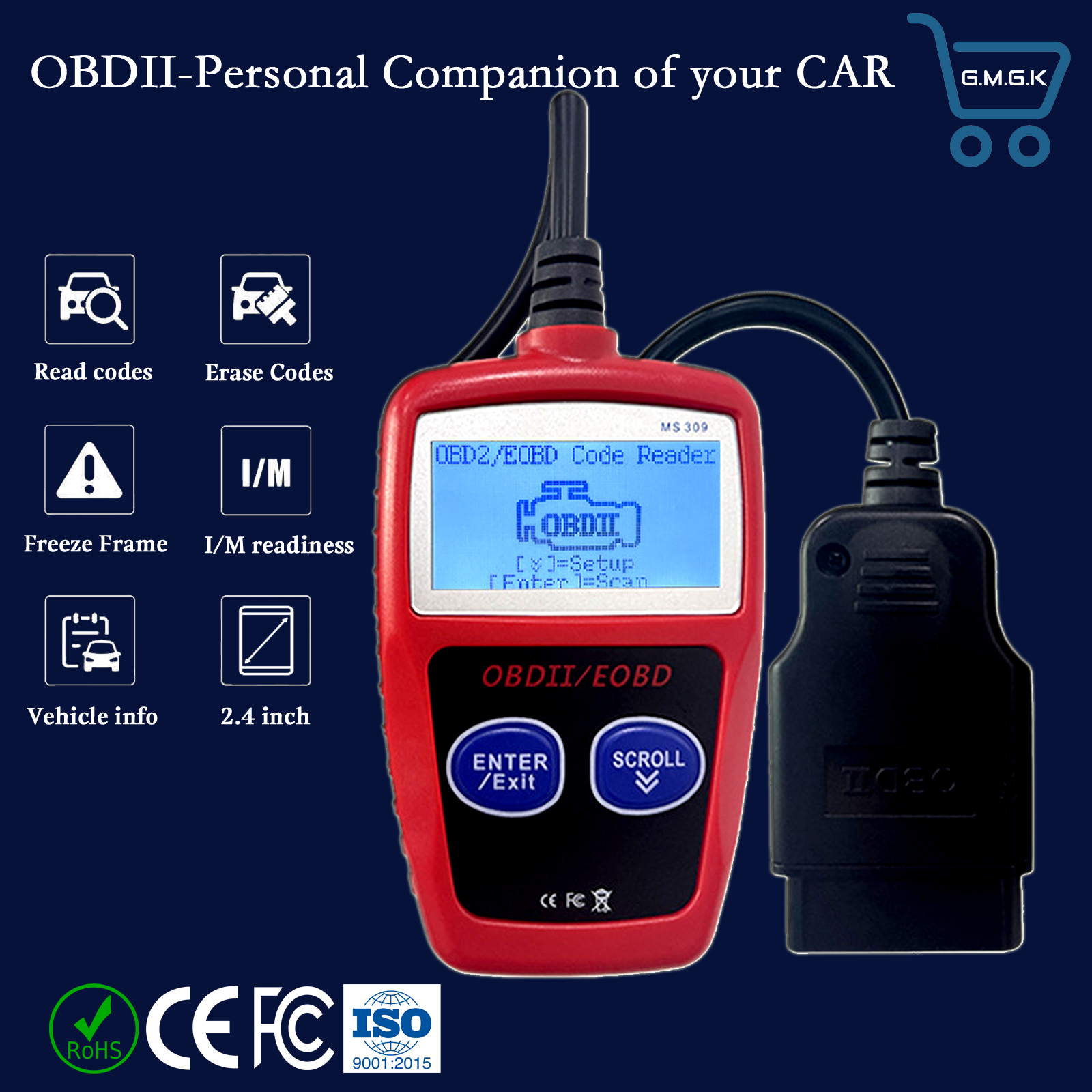 MS309 CAN OBDII OBD2 EOBD Checker Car Diagnostic Tool Diagnostic Code Reader