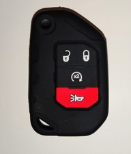 4 Button Silicone Key Fob Cover Jeep Wrangler Jl Gladiator Remote Start Black