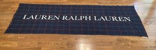 Lauren Ralph Lauren Casey Navy Wool Plaid Oblong Scarf  26  w x 72  l Large Logo