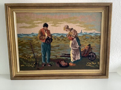 J.F. MILLET Gobelin Stickbild  DAS ABENDGEBET  wertvoller Rahmen 62x47