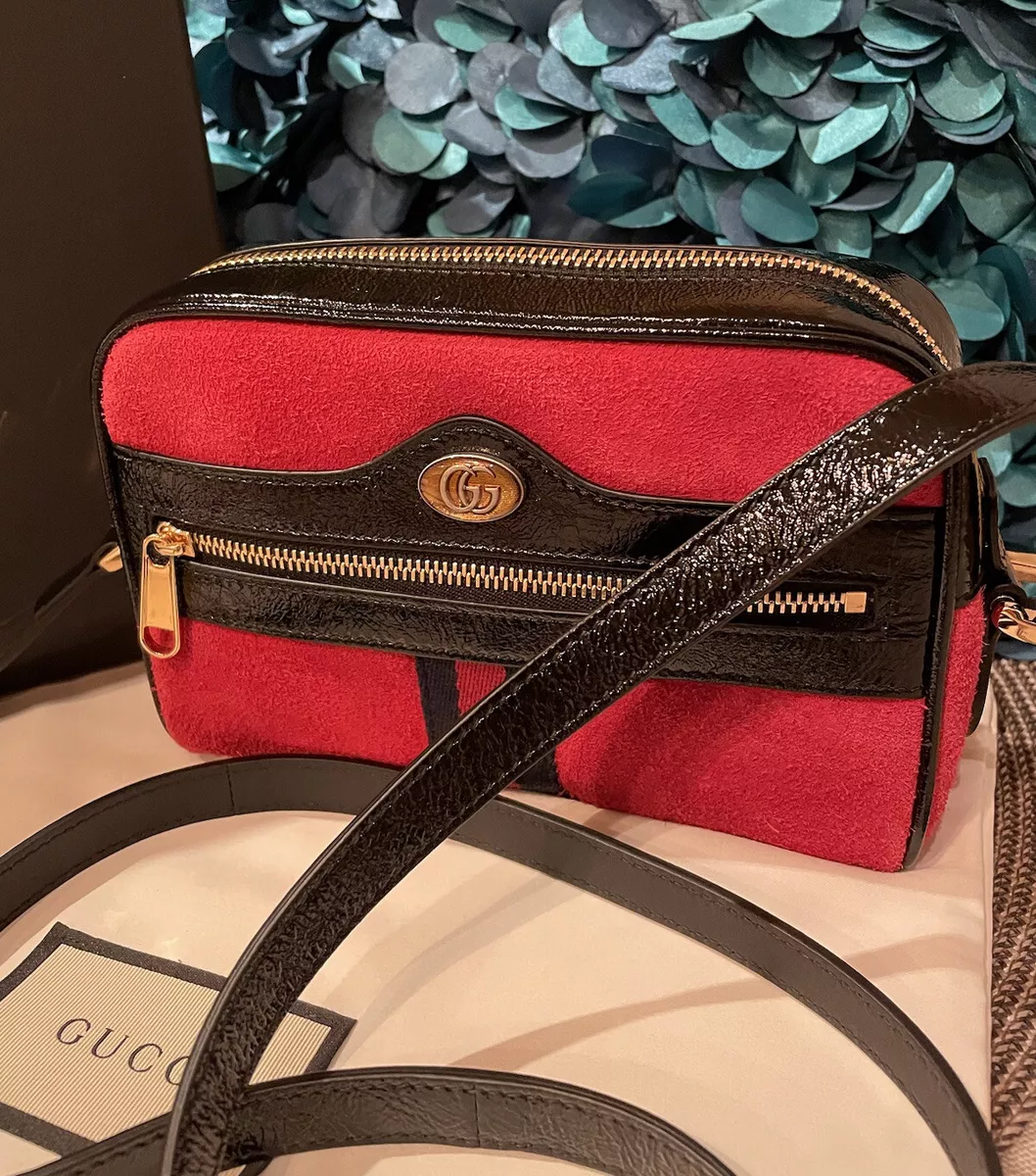 GUCCI Ophidia Mini Web Suede Leather Crossbody Bag Black 517350 - 20%