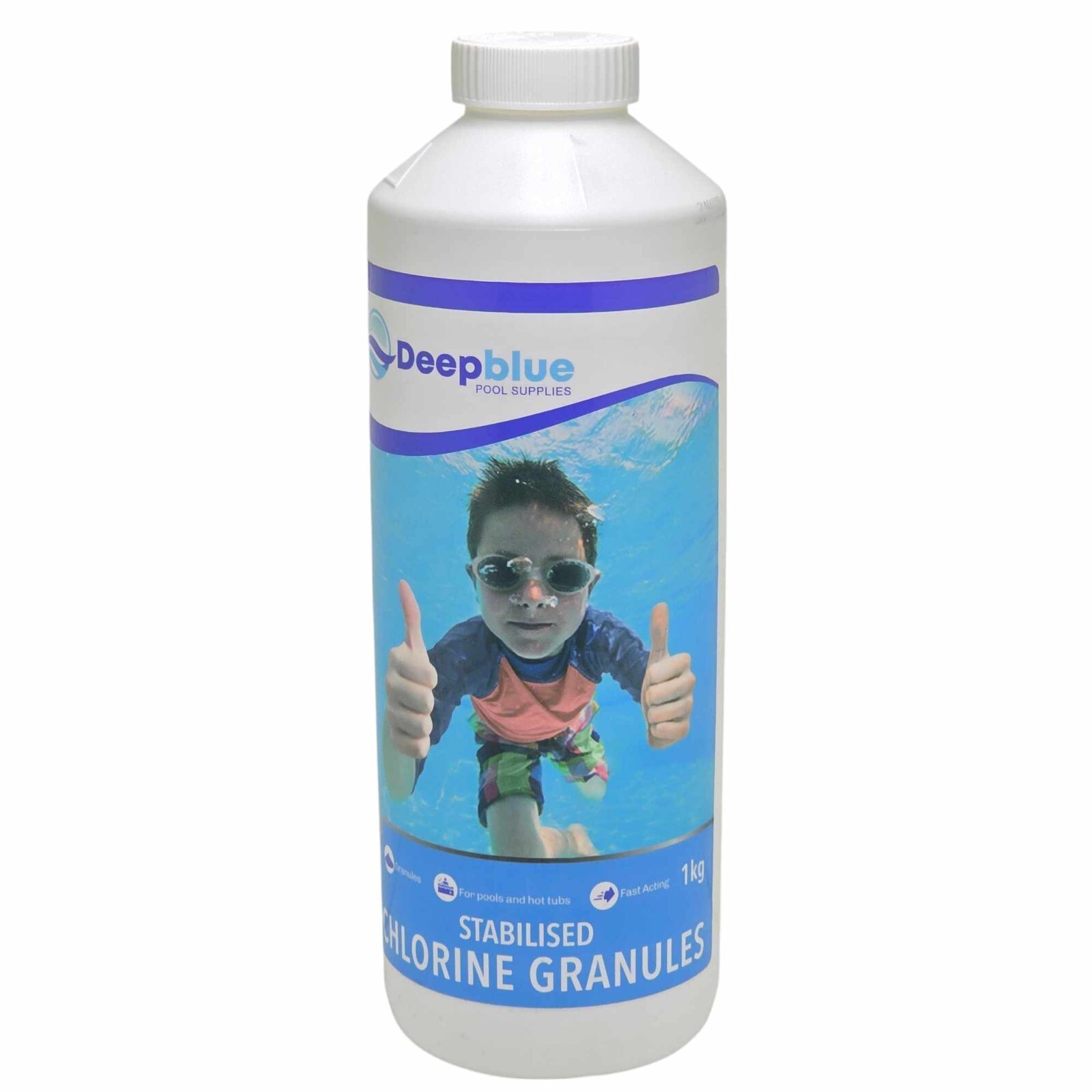 Deep Blue Stabilised Chlorine Granules 1kg Rapid Dissolve Neutral PH Hot Tub