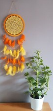 handmade yellow and orange dreamcatcher, żółto-pomarańczowy łapacz snów wall art