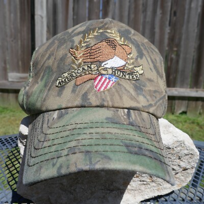 American Hunter Camo Snapback Hat Cap USA Vintage 80's/90's