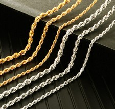 316L Stainless Steel Rope Chain 16, 18, 20, 24 inches Necklace for Men, WomenUSA