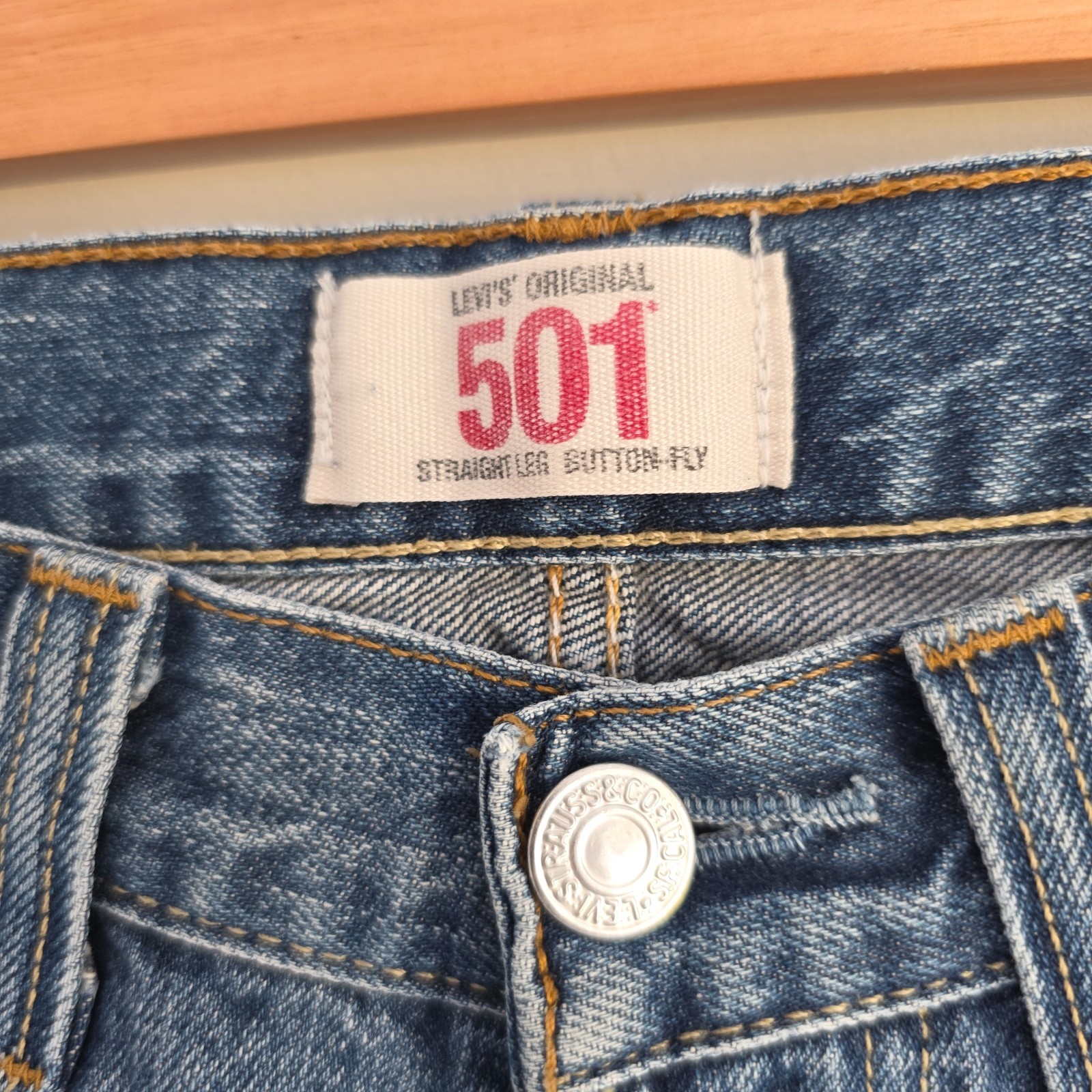 Levi’s 501 Jeans Mens W30 L32 Blue Straight Leg Button Fly Classic Heritage image 6
