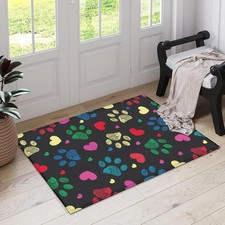 Colorful Paws Heart Indoor Door Mat, Outdoor Entrance Doormat for Entryway Ki...