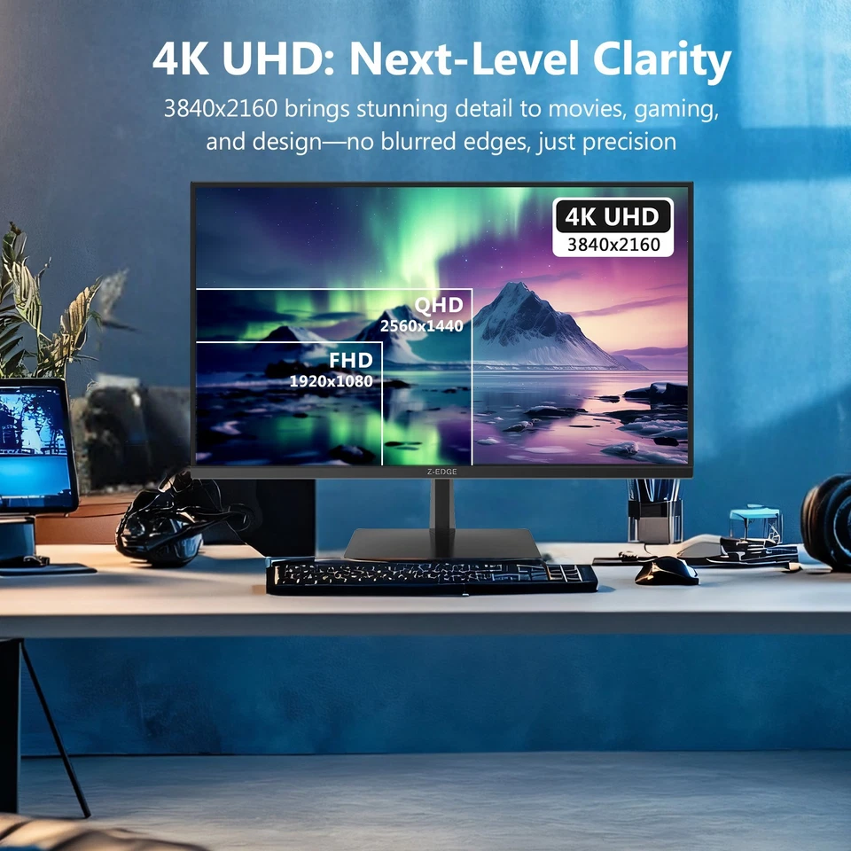 Z-EDGE 27 inch 4K UHD 3840x2160 120Hz 1ms IPS Gaming Monitor, HDMI x2, DP x2 - Image 2 of 4