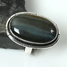 Tiger Eye Gemstone Handmade Ring Jewelry Gift For Anniversary US Size-7 AR 17689