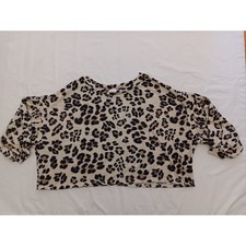 By Together Leopard Print Oversized Cropped Top RJ934 Small Made in USA