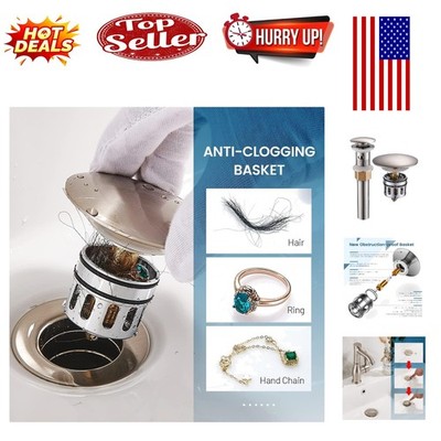 Brushed Nickel Vessel Sink Drain with Built-in Strainer and Overflow