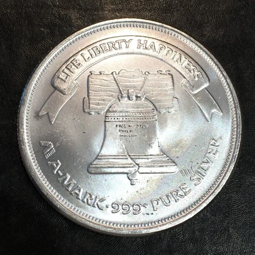 1oz Silver Bullion FROSTY A-MARK BELL & EAGLE style WE COMBINE SHIP #R841