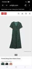 Uniqlo Green Polka Dot Wrap Midi Dress Minimalism Sz M Preppy