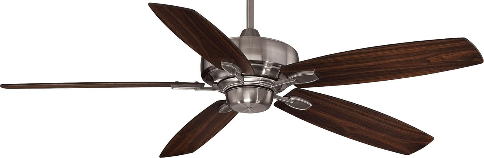 Brushed Pewter Ceiling Fan with 5 Walnut/Chestnut Blades, Do