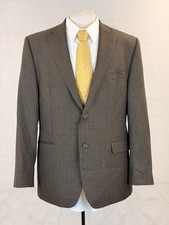 Lauren Ralph Lauren Men's Dark Brown Plaid 100 Wool Blazer 44R Two Button