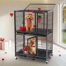 Two Tiers 30 In Puppy Crates for Small Dogs, Indoor Dog Kennel Cage for Two Dogs