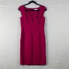 Calvin Klein Womens Fuchsia Pink Square Neck Cap Sleeve Sheath Dress Size 6