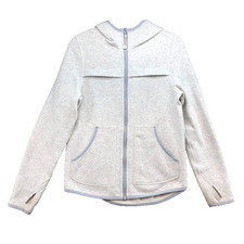 Ivivva Fleece Lined Jacket Girls 14 Heathered Gray Hooded Activewear Full Zip