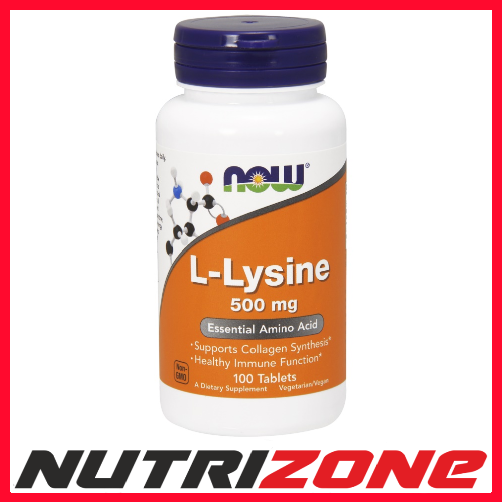 Now Foods L-Lysine 500mg Collagen Synthesis Immune Function - 100 tablets