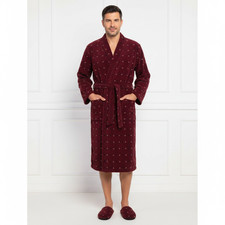 Men Vintage 80's terry robe  cotton wine red bathrobe  Size M