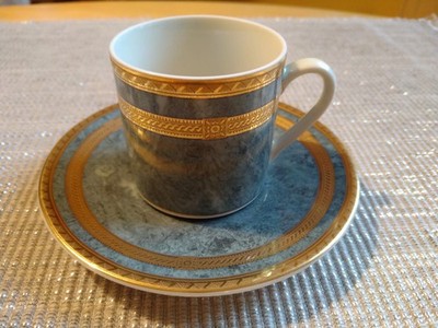 Espressotasse Oscar de la Renta, grün gold, Fine Ivory Jade, Travertine, selten 