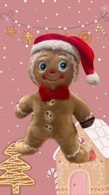 Bearington Jolly Ginger Christmas Stuffed Animal - 10'' Soft Gingerbread Man C...