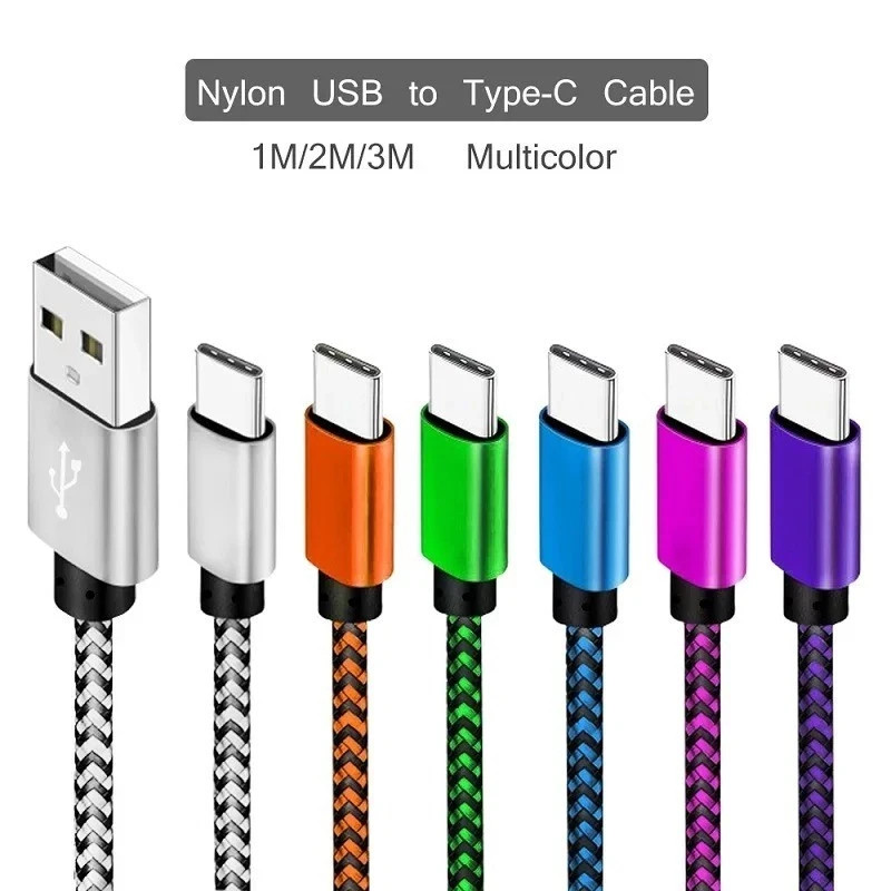 USB-C Fast Charging Cable Braided Nylon USB-A to Type C Cord 1M 2M 3M Android
