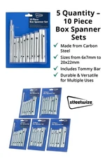 5x Streetwize 10 Piece Box Spanner Set - Carbon Steel Tube Socket Wrench Kit