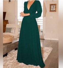 Lulus Talk About Divine NWT size 3X Hunter Green Long Sleeve Backless Maxi Dress