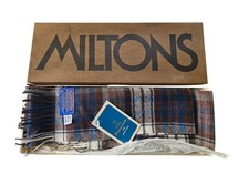 New in Box Vintage Pendleton 100 Virgin Wool Plaid Scarf Blue Gray Brown USA