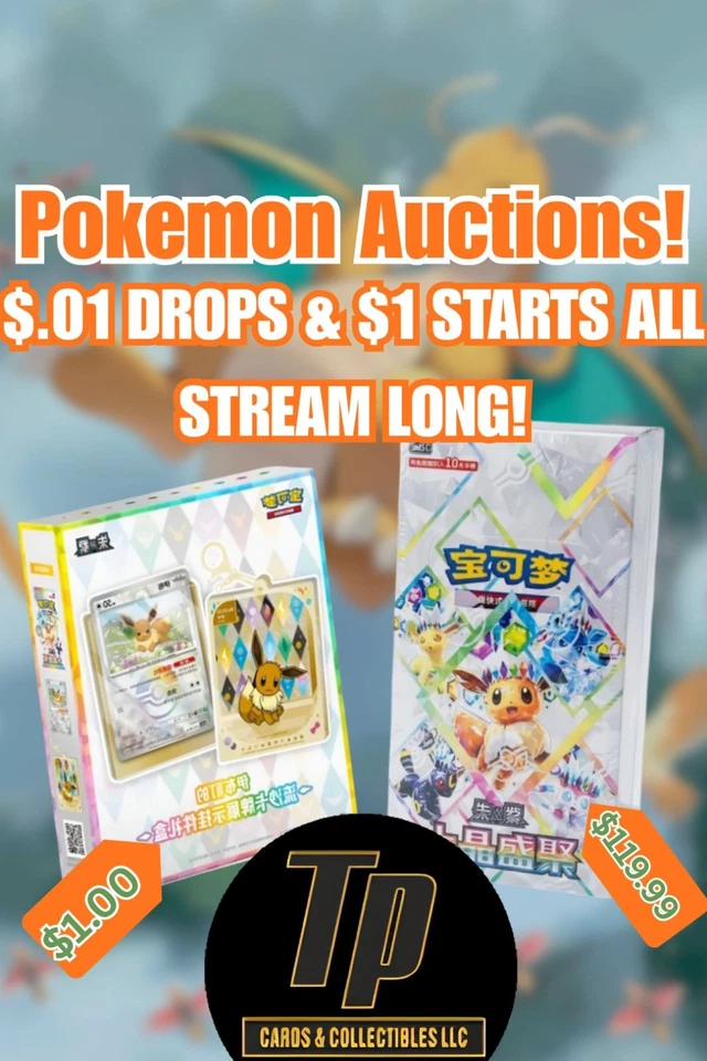 $1 Start Pokemon Auctions | Packs, Bundles, Boxes w/ JC