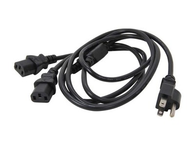 6ft Y-Splitter Power Cord - NEMA 5-15P to Dual C13 - Server + Workstation
