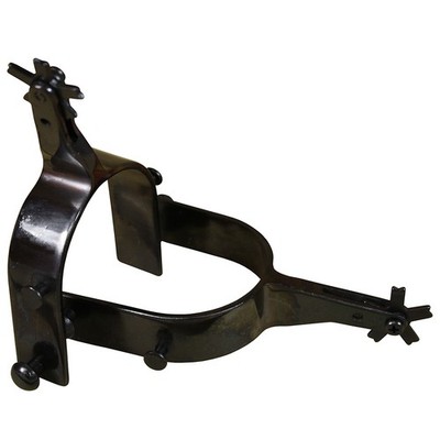 90AI Hilason Black Steel Rodeo Bull Spurs 22-1/2 Deg Shank