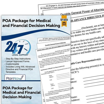 Medical & Financial Power of Attorney Plus Advance Directive Forms - Easy Step-b